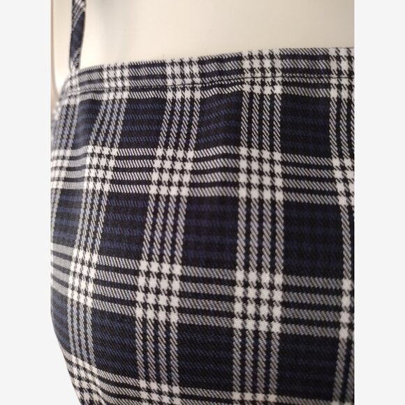 Forever 21 Black Blue Houndstooth Plaid Smocked Back Cropped Cami Top - Picture 8 of 11